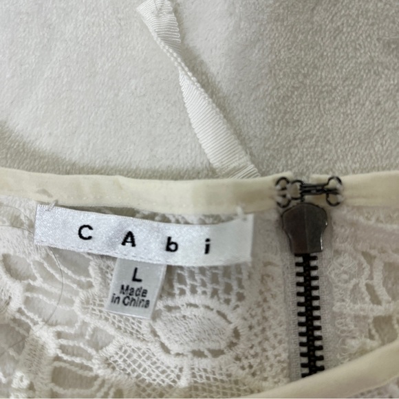 CABI Womens Style #800 Tank Open Knit Lace Overlay Ivory Size Large - Picture 5 of 9